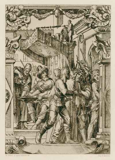 Ježíš Kristus, Pilát si myje ruce (rytina) od Hans (after) Holbein the Younger