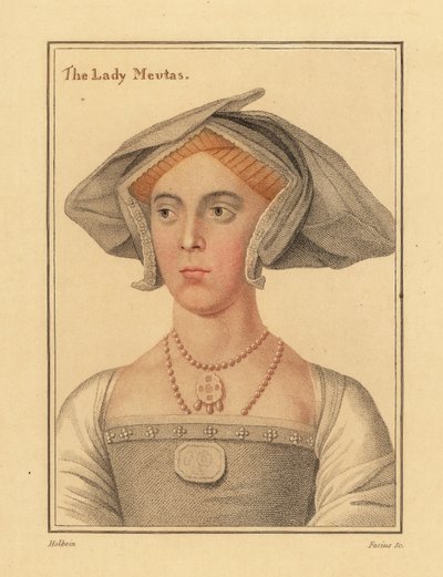 Joan, lady Meutasová, dáma čekající na Jane Seymourovou. ,1812 (rytina) od Hans (after) Holbein the Younger