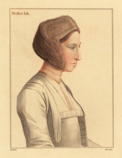 Margaret Clement, pěstounka Thomase More., 1812 (rytina) od Hans (after) Holbein the Younger
