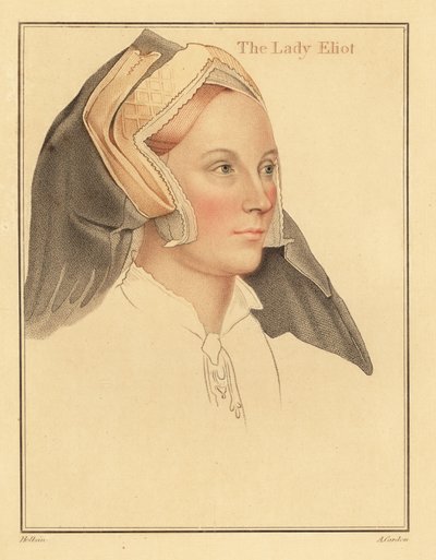 Margaret, Lady Elyot, zemřela 1569. ,1812 (rytina) od Hans (after) Holbein the Younger