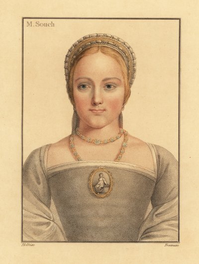 Mary Zouch, dáma čekající na Jane Seymour., 1812 (rytina) od Hans (after) Holbein the Younger