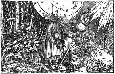 Stará žena (čarodějnice nebo víla), která přede od Hans (after) Holbein the Younger