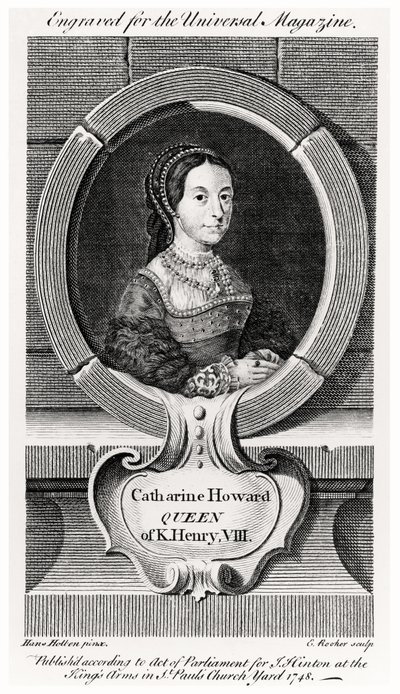 Portrét Catherine Howardové (1520-42), vyryl Edward Rooker (asi 1712-74) 1748 (rytina) od Hans (after) Holbein the Younger