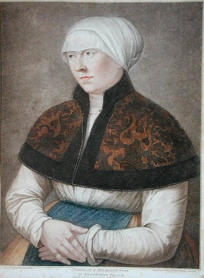 Portrét Holbeinovy ženy, vyryl Francesco Bartolozzi (1727-1815) 1796 (rytina) od Hans (after) Holbein the Younger