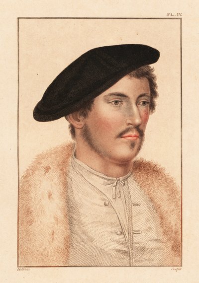 Portrét neznámého muže, dvůr krále Jindřicha VIII. 1532.,1812 (rytina) od Hans (after) Holbein the Younger