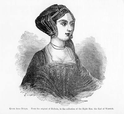 Královna Anna Boleynová (1507-36) (rytina) (čb fotografie) od Hans (after) Holbein the Younger