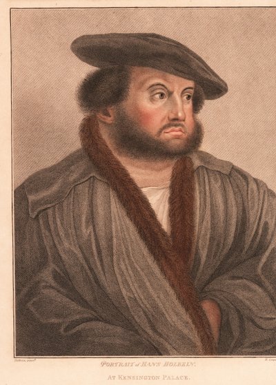 Autoportrét umělce Hanse Holbeina v Kensingtonském paláci. ,1812 (rytina) od Hans (after) Holbein the Younger