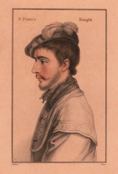 Sir Nicholas Poyntz (asi 1528-1556), anglický dvořan., 1812 (rytina) od Hans (after) Holbein the Younger