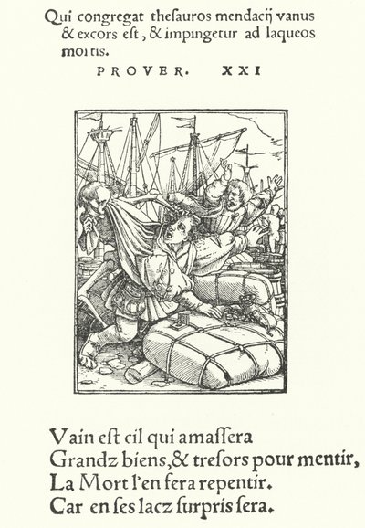 Obchodník (rytina) od Hans (after) Holbein the Younger