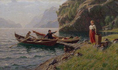 Každodenní život ve fjordech (olej na plátně) od Hans Andreas Dahl