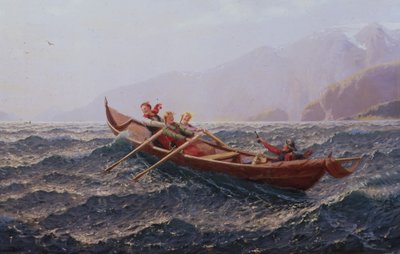 Lidé ve veslici (olej na plátně) od Hans Andreas Dahl