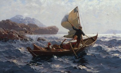 Žena, muž a dítě v Oselver (olej na plátně) od Hans Andreas Dahl