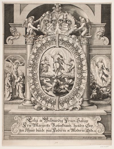 Kristovo vysvětlení. Obklopen štíty Margrethe Rosenkrantzové od Hans Andreas Greys