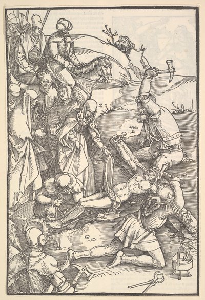 Kristus přibitý na kříž, verso: Kristus přibitý na kříž, ze Speculum Passionis Dom..., 1507. od Hans Baldung