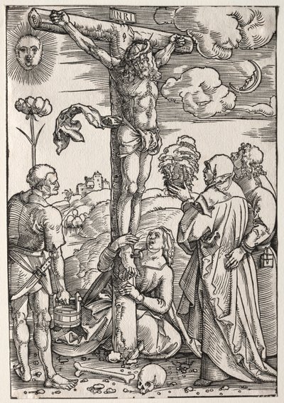Kristus na kříži s Marií, svatým Janem, Marií Magdalénou a svatým Štěpánem od Hans Baldung