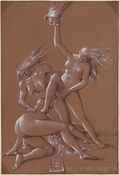Novoroční pozdrav se třemi čarodějnicemi, 1514 od Hans Baldung