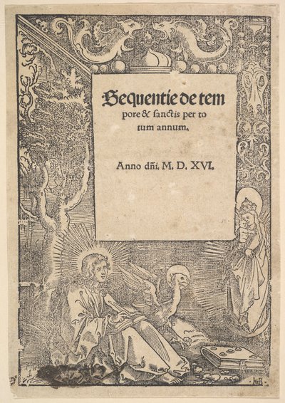 Svatý Jan Evangelista na Patmosu, titulní strana z Hymni de tempore et de sanctis, 1516 od Hans Baldung