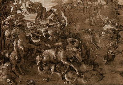Bitva rytířů se smrtí od Hans Baldung Grien