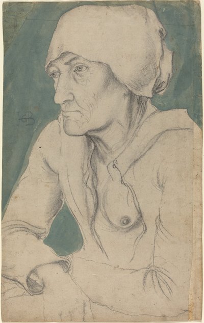 Polopostava stařeny s čepicí od Hans Baldung Grien