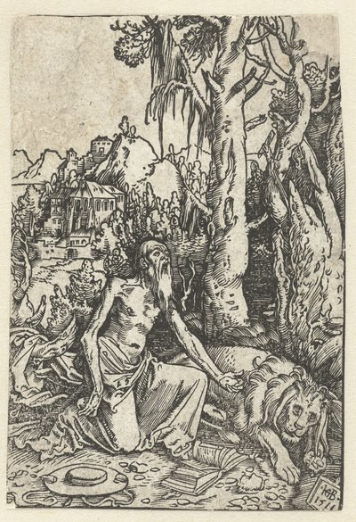 Svatý Jeroným jako kajícník na poušti od Hans Baldung Grien