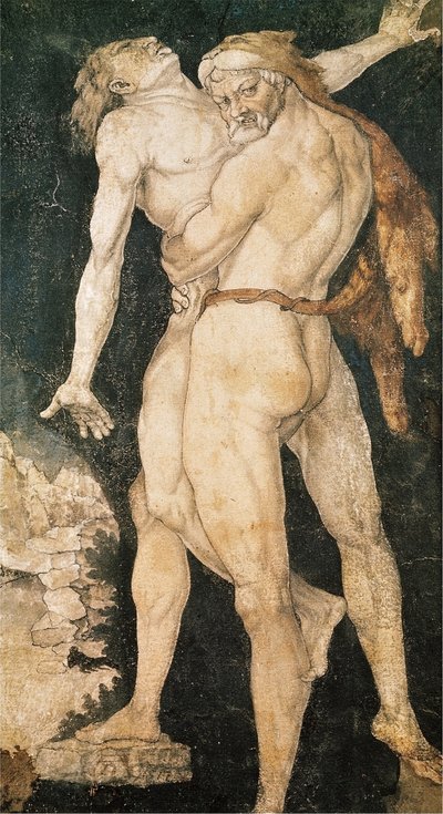 Héraklés a Antaeus od Hans Baldung Grien