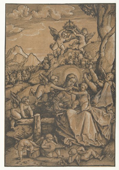 Marie s dítětem s osmi anděly v krajině od Hans Baldung Grien