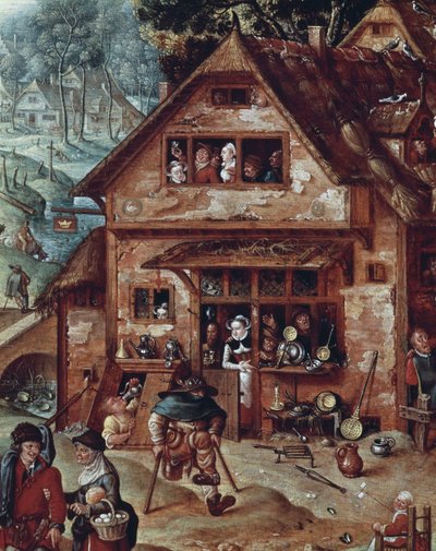 Krčma, detail vesnické scény, obraz Hanse Bola (1534-1593) od Hans Bol