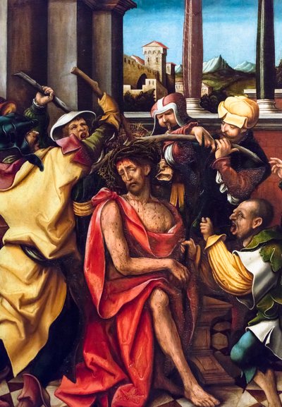 Trnová korunovace, asi 1520-1524 (tempera a olej na smrku) od Hans Burgkmair