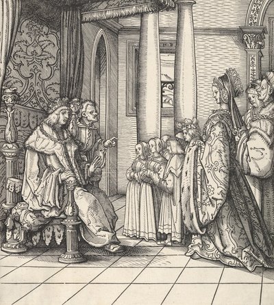 Bílý král přijímající svou dceru Markétu a děti krále Filipa z Der Weisskunig, 1514-16 od Hans Burgkmair