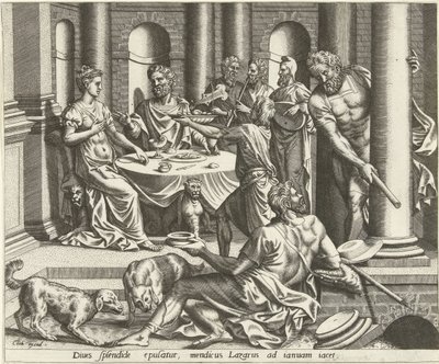 Lazar prosí o dům bohatého muže Historie Lazara a bohatého muže (název série) od Hans Collaert (I) (possibly)