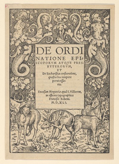 Okraj názvu se třemi jeleny a laně, počátek 16. století. od Hans Cranach