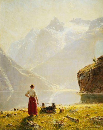 Letní den na norském fjordu od Hans Dahl
