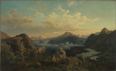 Norská vysočina v Sunrise od Hans Gude