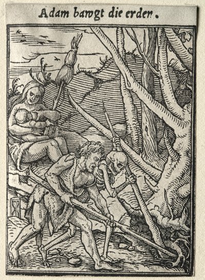Tanec smrti: Adam obdělává půdu od Hans Holbein