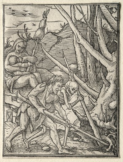 Tanec smrti: Adam Tilling the Earth. od Hans Holbein