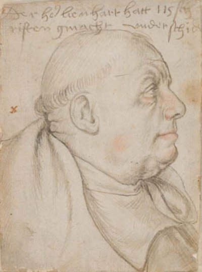 Portrét kaligrafa Leonharda Wagnera, přezdívaného Würtslin, mnicha sv. Ulricha a Afry v Augsburgu, z profilu vpravo od Hans Holbein d.Æ.