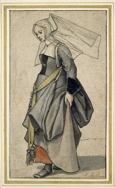 Mladá Angličanka, 16. století (pero a inkoust a wc na papíře) od Hans Holbein der Jüngere