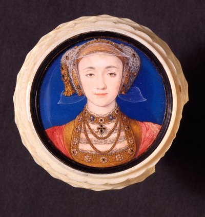 Anne of Cleves, 1539 (wc na pergamenu upevněném na slonovině) od Hans Holbein der Jüngere