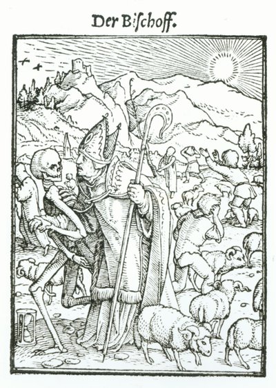 Smrt a biskup, z „Tance smrti“, vyryl Hans Lutzelburger, kolem roku 1538 od Hans Holbein der Jüngere