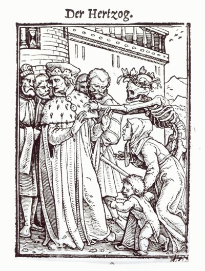 Smrt a vévoda, z „Tance smrti“, vyryl Hans Lutzelburger, kolem roku 1538 od Hans Holbein der Jüngere