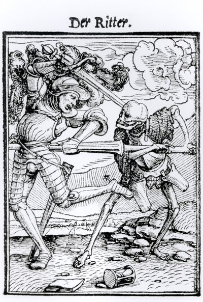 Smrt a rytíř, z „Tance smrti“, vyryl Hans Lutzelburger, kolem roku 1538 od Hans Holbein der Jüngere