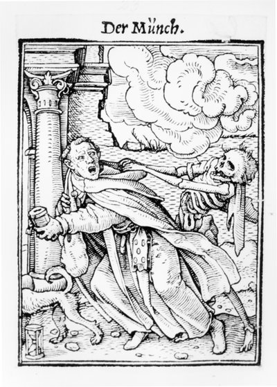 Smrt a žebravý mnich, z „Tance smrti“, vyrytý Hansem Lutzelburgerem, kolem roku 1538 od Hans Holbein der Jüngere