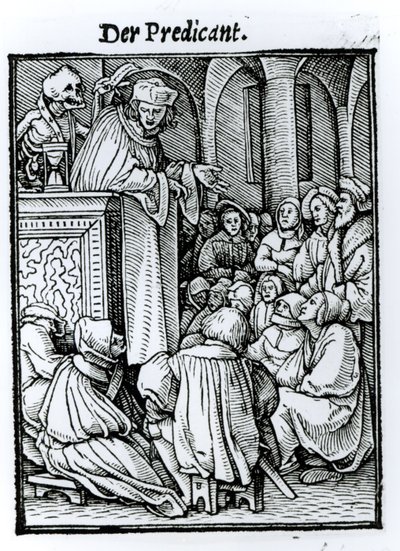 Smrt a kazatel, z „Tance smrti“, vyryl Hans Lutzelburger, kolem roku 1538 od Hans Holbein der Jüngere