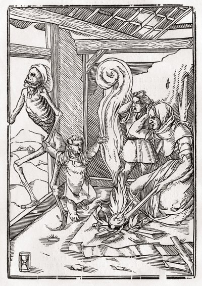 Smrt přichází pro dítě, z „Der Todten Tanz“, vydané v Basileji, 1843 od Hans Holbein der Jüngere