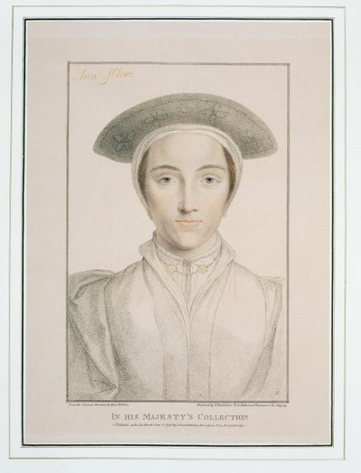 Portrét královny Anny z Cleves (1515-57) vyrytý Francescem Bartolozzim (1727-1815) publikováno 1796 od Hans Holbein der Jüngere