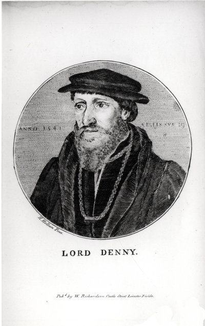 Portrét sira Anthonyho Dennyho (1501-49) v roce 1541, vyrytý W. Richardsonem od Hans Holbein der Jüngere
