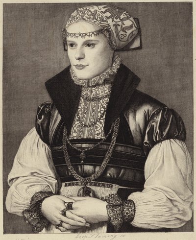Portrét ženy v oděvu z 16. století od Hans Holbein der Jüngere