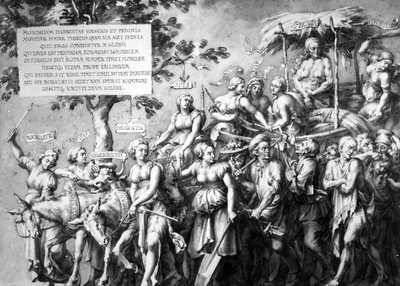 Triumf chudoby, kreslil Jan de Bisschop, kolem 1650 (pero, inkoust a lavír na papíře) od Hans Holbein der Jüngere