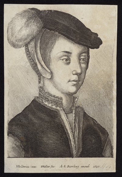 Mladá žena s čepicí s peřím od Hans Holbein der Jüngere