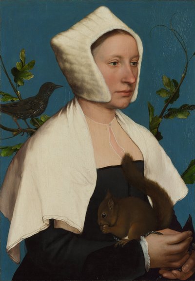 Dáma s veverkou a špačkem (Anne Lovell)  od Hans Holbein the Younger